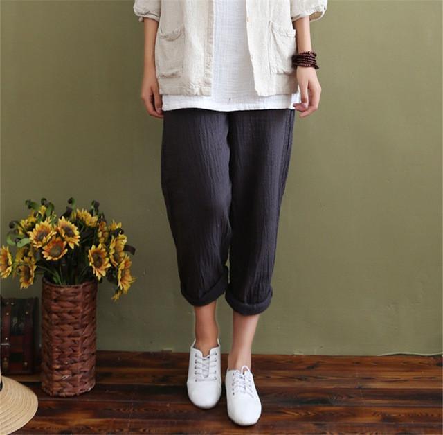 Breathable Loose Linen Trousers Vintage Pants Women Johnature 1278268 - Tokyo Fashion