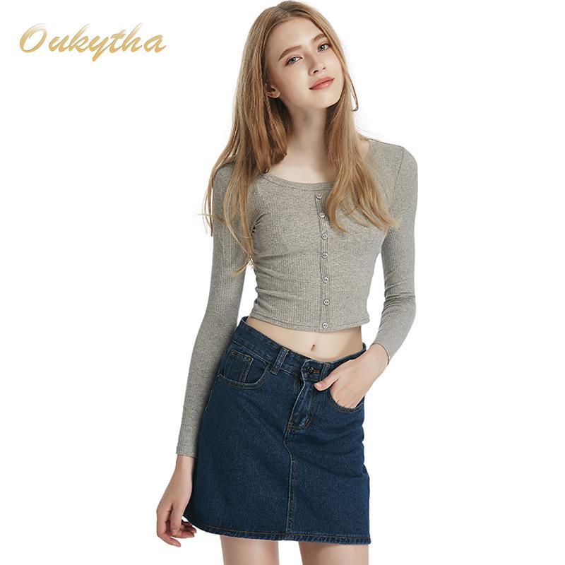 Autumn Cotton T-Shirts & Tops Women Oukytha H15363 - Tokyo Fashion