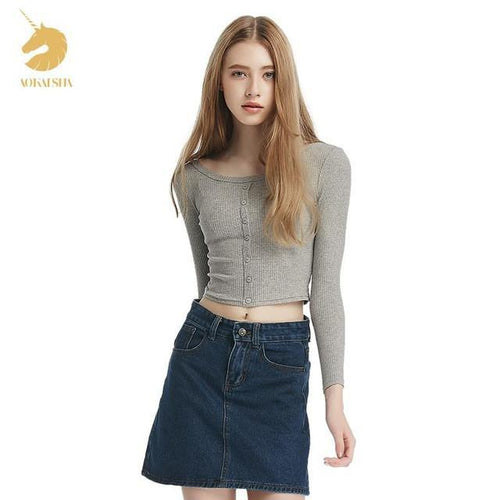 Autumn Cotton T-Shirts & Tops Women Oukytha H15363 - Tokyo Fashion