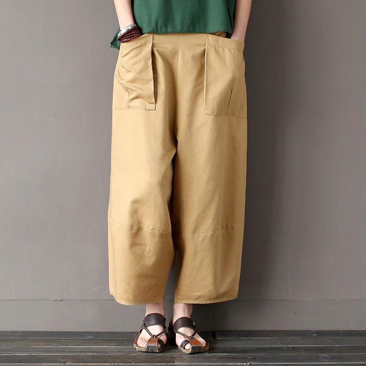 Big Pockets Ankle-length Casual Loose Trouser Women Johnature 4882689 - Tokyo Fashion