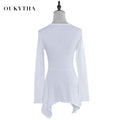 Blouse & Shirts Korean Slim Cotton Black Coat Ladies Designer Irregular Long sleeve Women Oukytha T15150 - Tokyo Fashion