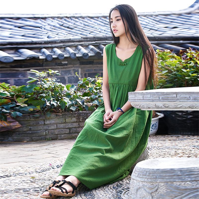 Button Loose Sweet High Waist Dress Women Johnature 7402996 - Tokyo Fashion