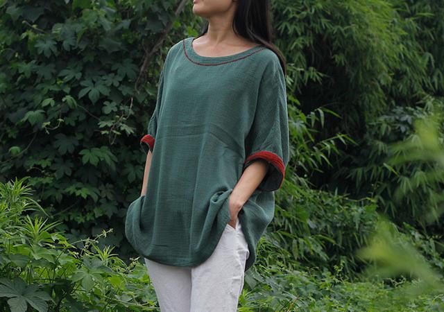 Bat Sleeve O-Neck Loose Solid Color T-Shirts & Tops Women Johnature 7420631 - Tokyo Fashion