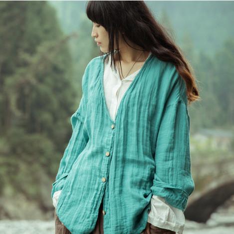 Bunk Long-sleeved Cardigan Blouse Women Johnature 6689284 - Tokyo Fashion