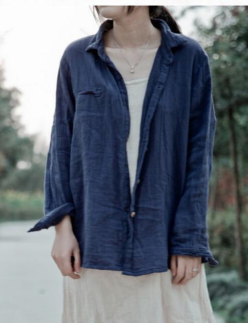 Button Long Solid Casual Blouse Women Johnature 4918966 - Tokyo Fashion