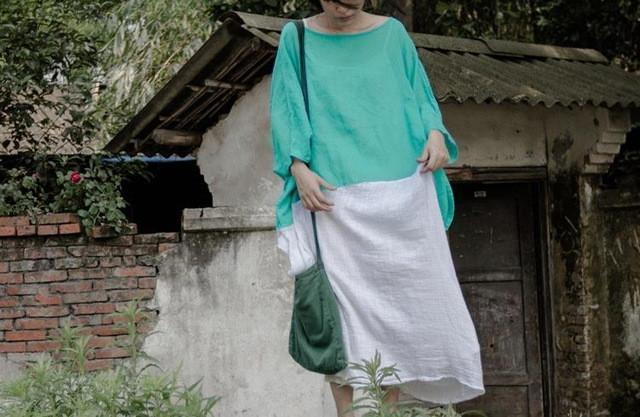 Batwing Sleeve Solid Three Quarter Sleeve Dress Women Johnature 6311246 - Tokyo Fashion